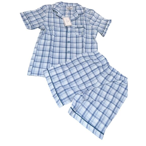 Petite Plume Boys Blue Plaid Pajama Set Size 10 - Cotton & Modacrylic - Picture 1 of 13